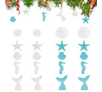 WADORN 40Pcs 10 Styles Summer Ocean Themed Hanging Ornaments, Beach Seashell Starfish Seashell Ornaments Nautical Sea Coastal Christmas Tree Decoration for Home Wedding Graduation Birthday Party DIY