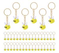 WADORN 40Pcs Bee Keychain Charm, Mini Felt Bees Keyring Funny 3D Backpack Key Chains Cute Crochet Keychain for DIY Car Decorations Metal Pendant Bee Party Supplies Bag Hanging Gift Decor
