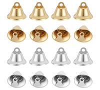 WADORN 40Pcs Craft Bells Bulk, 2 Colors Small Jingle Bell Pendants for Crafts Mini Bells Charms for DIY Hanging Wind Chimes Christmas Home Decorations Making Pet Collar(Platinum and Golden)