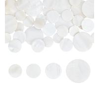 WADORN 40Pcs Natural Freshwater Shell Cabochons, 16/18/20/30mm Flat Round Disc Freshwater Shell Charms No Hole Coin White Stone Cabochon for DIY Crafts Bracelets Necklace Jewelry Making
