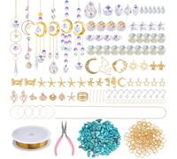 WADORN 430Pcs DIY Suncatcher Making Kits for Adults, Crystal Ocean Catcher Arts and Crafts Supplies Set Star Moon Shell Starfish Crystals Beads Hanging Prism for Christmas Wedding Windows Garden
