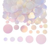 WADORN 440Pcs Loose Flat Round Sequin, 19mm/ 25mm/29mm/40mm/52mm Rainbow Iridescent PVC Sequin Applique Transparent Paillette Embellishment Sequins with Holes Ornament for DIY Sewing Embroidery Crafts