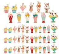 WADORN 48pcs 12 Styles Enamel Ice Cream Drink Charms, Alloy Ice Cream Dessert Mini Dessert Charms Colorful Cute Sweet Food Pendants Hang Ornament for DIY Crafts Bracelet Necklace Jewelry Making