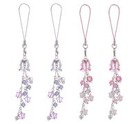 WADORN 4Pcs 2 Colors Kawaii Jellyfish Phone Charms, Aesthetic Phone Charm Straps Cute Jelly Cellphone Pendants Chain Accessories with Star Heart Beads for Bag Keychain Camera Wallet, Purple Pink