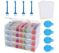 WADORN 4Pcs 24 Grids Plastic Organizer Box with Adjustable Dividers, Removable Grid Compartment with 15 Sheets Label Stickers Bead Storage Container for DIY Jewelry Making Nail Charms Fishing Tackles