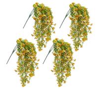 WADORN 4Pcs Artificial Flowers for Outdoors, Orange Artificial Fake Wisteria Vine Realistic Hanging Decoration Plants UV and Fading Resistant for All Season Wall Home Room Garden Wedding Decor