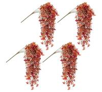 WADORN 4Pcs Fall Artificial Flowers for Outdoors, Red Artificial Fake Wisteria Vine Realistic Hanging Decoration Plants UV and Fading Resistant for Autumn Wall Home Room Garden Wedding Decor