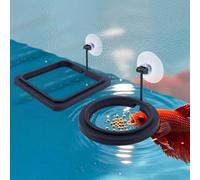WADORN 4Pcs Fish Feeding Ring 2 Styles Aquarium Feeding Ring Aquatic Turtle Tank Accessories Square and Round Floating Food Feeder with Suction Cup for Betta Guppy Goldfish Turtle Tortoise Koi, Black