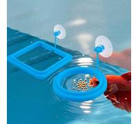 WADORN 4Pcs Fish Feeding Ring 2 Styles Aquarium Feeding Ring Aquatic Turtle Tank Accessories Square and Round Floating Food Feeder with Suction Cup for Betta Guppy Goldfish Turtles Tortoise Koi, Blue