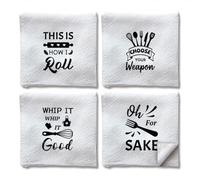 WADORN 4Pcs Funny Kitchen Hand Towels, This is How I Roll Decorative Kitchen Dish Towels 24 x 16 Inch Microfiber Absorbent Soft Hand Tea Dishcloths for Home Cooking Baking Holiday Housewarming Gifts