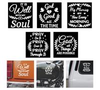 WADORN 5 Styles Inspirational Quotes Vinyl Decal Stickers, Bible Verse Silhouette Vinyl Decal Self Adhesive Reflective Waterproof Car Window Mirror Stickers for Cars Trucks Wall Cup Laptop Notebook