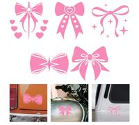WADORN 5 Styles Pink Bow Vinyl Decal Stickers, Assorted Bows Sticker Vinyl Decal Bow and Star Reflective Waterproof Car Window Decals for Bumper Window Cars Truck Skateboard Wall Cup Laptop Notebook