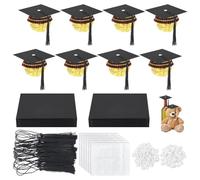 WADORN 50 Sets Graduation Cap Cupcake Toppers 2026 Congrats Grad Cap Decorations 3.5'' Mini Caps with Black Tassel for Graduation Party Decorations Prom Send Off Celebration 2026 Graduate Supplies