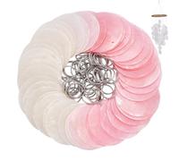 WADORN 50pcs 2 Colors Capiz Sea Shells 2 Inch Natural Flat Round Shells Discs with 2 Holes and 50pcs 18mm Stainless Steel Rings for Seashell Crafts, Home Decor, Wind Chimes, Wall Hanging Coastal Decor