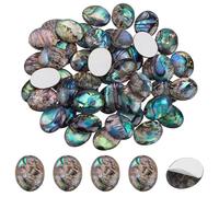 WADORN 50Pcs Abalone Shell Cabochons, 10x8mm Imitation Abalone Flat Round Loose Cabochons No Hole Colorful Single-Sided Oval Paua Stone Shell Cabochons for DIY Crafting Bracelet Necklace Making
