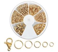 WADORN 540Pcs 5 Styles 18K Gold Plated Lobster Claw Clasps and Jump Rings Set, 304 Stainless Steel 530Pcs 4mm 5mm 6mm 7mm 8mm Open Jump Rings and 10Pcs 12x7x3.5mm Jewelry Clasps for DIY Crafts