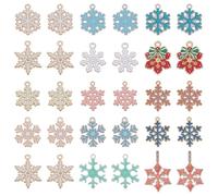 WADORN 56Pcs 14 Styles Christmas Enamel Snowflake Charms, Assorted Christmas Snowflake Charms Colorful Alloy Enamel Snow Winter Pendants for Xmas Holiday DIY Necklace Earring Bracelet Jewelry Making