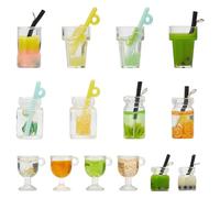 WADORN 56Pcs Mini Colorful Mixed Milk Tea Charms, 14 style Juice Fruit Milk Tea Pendants for Jewelry Making Cute Resin Milk Tea Bottle Charms for Necklace Jewelry Earring Keychain Scrap-Booking