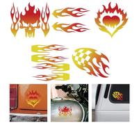 WADORN 5Pcs Flame Reflective Car Decal Stickers, Flame Stripe Racing Car Vinyl Sticker Racing Sports Waterproof Vinyl Car Window Decals for Off-Road Vehicles Motorcycles Bike Skateboard Laptop Cup