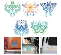 WADORN 5Pcs Moth Vinyl Car Sticker, Moth Flower Stickers for Vehicle Decoration Insect Car Decals Waterproof Vinyl Stickers for Truck Car Hood Motorcycle Laptop Window Luggage Bumper Fridge Toilet