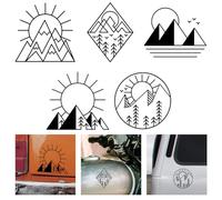 WADORN 5Pcs Sun Mountain Tree Car Decal Stickers, Mountain Tree Vinyl Car Sticker Waterproof Reflective Vinyl Car Window Decorative Decals for Windows Cars Trucks Tool Boxes Laptop Water Bottle Cup