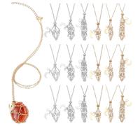 WADORN 6 Styles Crystal Cage Necklace Holder, 20-24Inch Stainless Steel Necklace Cord Empty Stone Holder Replacement Cord with Adjustable Length for Women Men DIY Jewelry Crafts Projects