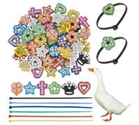 WADORN 60 Sets Chicken Leg Bands, 6 Styles Colorful Chicken Poultry Charms Adjustable Chicken Identification Bands Duck Poultry Foot Tags Plastic Cable Ties for Bird Duck Parrot Geese Turkey Pigeons