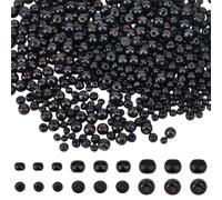 WADORN 600pcs 3 Styles Black Round Wooden Beads, 6/8/10mm Natural Wood Loose Beads for Jewelry Making DIY Crafts