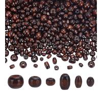 WADORN 600Pcs 6 Styles Natural Round Wooden Spacer Beads, 6-10mm Natural Wood Hair Beads Large Hole Brown Black Wooden Loose Spacer Ball Charms for Macrame Garland Hair Braids Bracelet, 2-3mm Hole