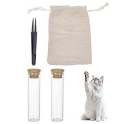WADORN 60ml Glass Storage Bottle Transparent Cat Dog Hair Keepsake Memorial Box with Plastic Tweezer for Pet Fur Memory Charm Loss of Pet Shadow Display Shelf Decor