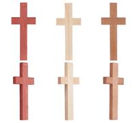 WADORN 6Pcs 3 Colors Wood Cross, 5.91Inch Hand Held Easter Prayer Crosses Small Wooden Home Decor Wooden Cross for Prayer Church Weddings Party Meditation Christmas Decoration