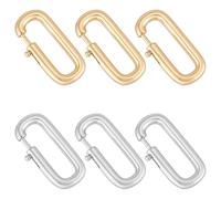 WADORN 6Pcs 925 Sterling Silver Carabiner Lock Clasps 2 Colors Real Gold Silver Plated Oval Necklace Carabiner Lock Charm Jewelry Connector Necklace Bracelet Enhancer Shortener for DIY Jewelry Making