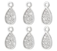 WADORN 6Pcs 925 Sterling Silver Teardrop Charms, Silver Cubic Zirconia Teardrop Charms Clear Teardrop Crystal Rhinestone Dangle Pendants Charm for Women DIY Jewelry Necklace Earring Making Supplies