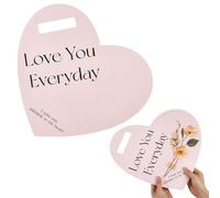WADORN 7Pcs Teacher's Day Handheld Flower Wrapping Box, Heart Shaped Flower Tote Packing Box Single Love Heart Floral Bouquet Paper Gift for Valentine Mother's Day Birthday Anniversary Wedding Party