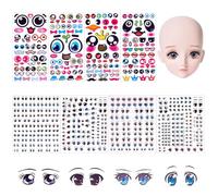 WADORN 8 Sheets Resin Googly Wiggle Eyes 3D Water Eye Stickers Realistic Eye Charm Paper Craft Stickers Self Adhesive Design Cute Cartoon Eyes Decals for DIY Doll Halloween Pumpkin Ghost Crafts Decor