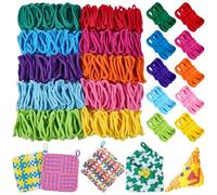 WADORN 800pcs 10 Colors 7-inch Weaving Loom Refill Loops Rainbow Polyester Loom Bands Elastic String for DIY Crafts Potholder Making Gift Craft Project Easter Birthday Home Office Decoration