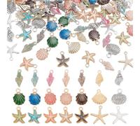 WADORN 84Pcs 21 Styles Ocean Starfish Seashell Enamel Pendants, Ocean Life Seashell Starfish Charms Pendants Colorful Sea Animal Dangle Pendants for DIY Jewelry Necklace Earring Making Supplies