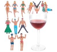 WADORN 8Pcs Drink Charmers Drink Markers, Funny Human Figurines Wine Glass Hanging Ornament for Parties Cup Edge Ornaments Reusable Wine Glass Charms for Cup Drink Pool Party Accessories Novelty Gifts