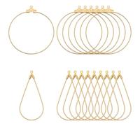 WADORN 90Pcs 2 Styles Hoop Earring Findings, Brass Open Beading Earrings Accessories Teardrop Round Hoop Open Circle Finding Component for DIY Crafts Jewelry Making Women Gift Wedding Party Favor