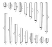 WADORN 90Pcs 9 Size Slide On End Clasp, 6-39.5mm Brass Tube Ball Bead Slider Crimp Multi-Strand Necklace Bracelet End Clasp Jewelry Making Findings for DIY Seed Beads Waist Beads Craft Making, Silver