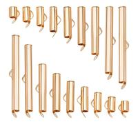 WADORN 90Pcs 9 Size Slide On End Clasp, 6-40mm Brass Tube Ball Bead Slider Crimp Multi-Strand Necklace Bracelet End Clasp Jewelry Making Findings for DIY DIY Beading Craft Making, Golden