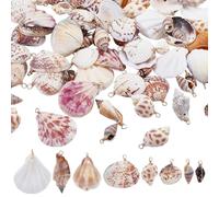 WADORN 96pcs Natural Shell Charms, 8 Styles 17-45mm Shell Conch Seashell Charms Pendants with Loop Bail Beach Summer Ocean Sea Charm for DIY Necklace Bracelet Earring Jewelry Making Beach Party Decor