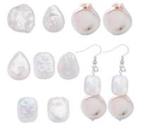 WADORN 9pcs Baroque Pearl Beads Natural Freshwater Pearls Keshi Loose Flat Round Beads White Irregular for DIY Jewelry Making Women Earrings Necklace Bracelet Accessories Hole: 0.6~0.9mm