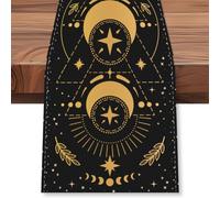 WADORN Astrology Moon Table Runner, 13x72 Inch Mystical Magic Themed Party Seasonal Kitchen Dining Table Decoration Gothic Phase of The Moon Tables Runners for Home Kitchen Holiday Party Dining Room