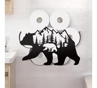 WADORN Bear Toilet Paper Holder, Funny Bear Rustic Cabin Decorative Toilet Paper Storage Extra 8 Rolls Wild Bear Freestanding Toliet Paper Organizer Stand for Farmhouse Bathroom Cabinet Space