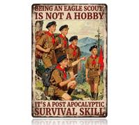 WADORN Being An Eagle Scout Is Not A Hobby Vintage Metal Tin Sign, 12x8 Inch It's A Post Apocalyptic Survival Skill Retro Art Sign Funny Poster Wall Decor Gifts Plaque for Man Cave Garage Bars Home