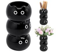 WADORN Black Cat Ceramic Vase 3D Cartoon Cat Cooking Utensil Crock Cute Countertop Makeup Brush Storage Utensil Holder for Kitchen Decor Housewarming Kitty Lover Gift 3.58x3.5x6.69 in