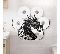 WADORN Black Dragon Metal Toilet Paper Holder Medieval Bathroom Decor Accessories with Extra 8 Rolls Storage Funny Freestanding Decor Wall Mounted Organizer for Bathroom Man Cave Birthday Cabinet
