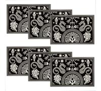 WADORN Black Viking Placemats Set of 6, 17.7x11.8 Inch Celtic Drakkar Runes Aesthetic Table Mats Tree of Life Raven Dragon Washable Place Mats for Home Kitchen Dining Holiday Mythology Vegvsir Party
