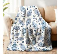 WADORN Bohe Paisley Throw Blanket, Vintage Botanical Floral Cozy Throw Blanket Fuzzy Soft Flannel Fleece Blanket for Home Office Bedroom Living Room Sofa Bed Couch Chair Holiday, 51x59 Inch